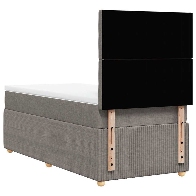 Pat box spring cu saltea, gri taupe, 100x200 cm, textil