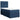 Pat box spring cu saltea, albastru, 100x200 cm, textil