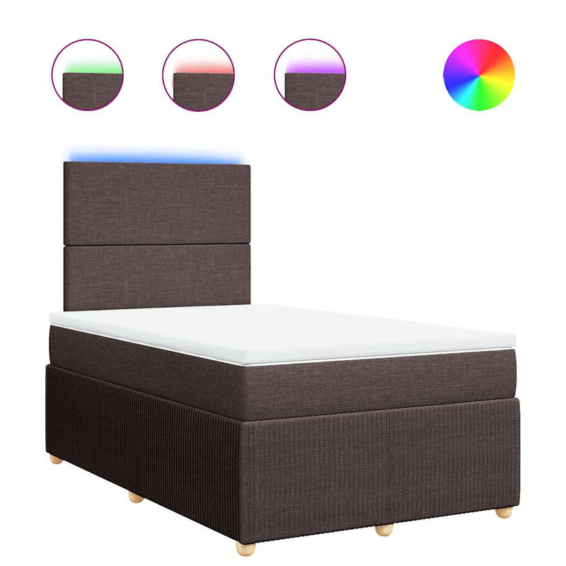 Pat box spring cu saltea, maro închis, 120x190 cm, textil