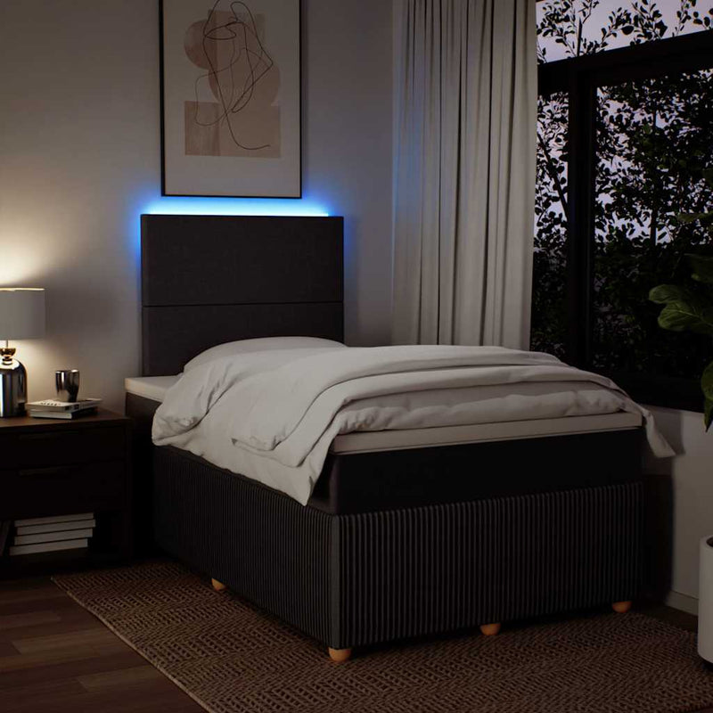 Pat box spring cu saltea, maro închis, 120x190 cm, textil