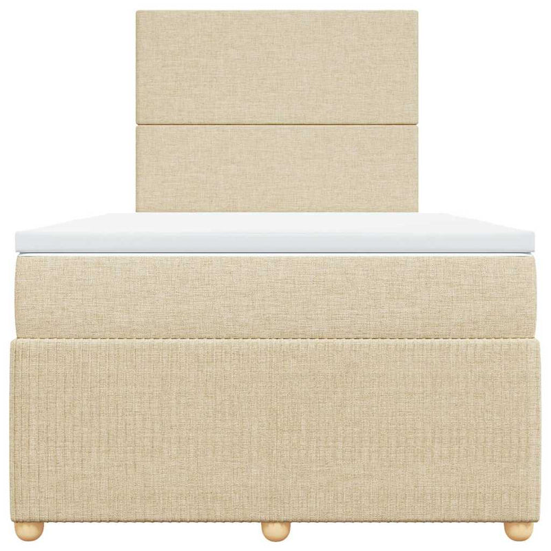 Pat continental cu saltea, crem, 120x190 cm, textil