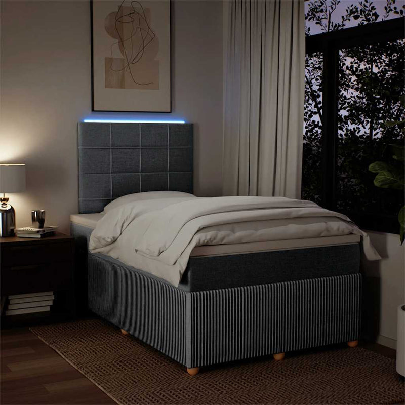 Pat box spring cu saltea, gri deschis, 120x190 cm, textil