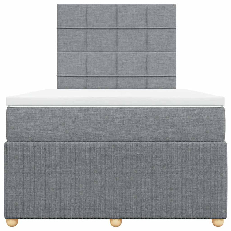 Pat box spring cu saltea, gri deschis, 120x190 cm, textil