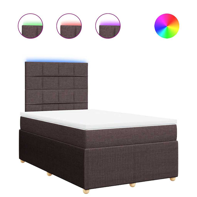 Pat box spring cu saltea, maro închis, 120x190 cm, textil