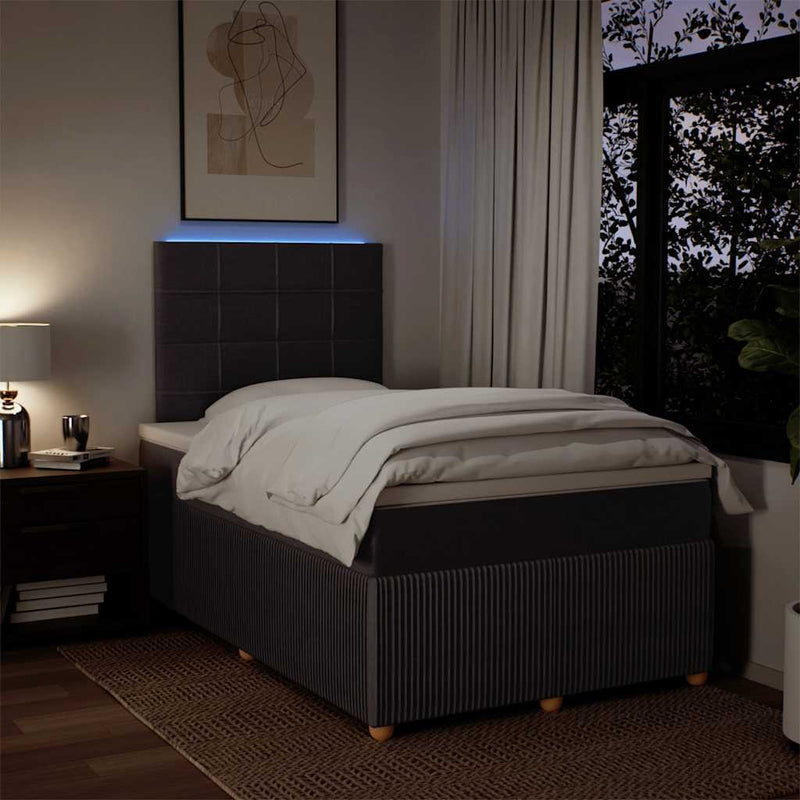 Pat box spring cu saltea, maro închis, 120x190 cm, textil