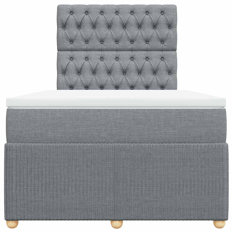 Pat box spring cu saltea, gri deschis, 120x190 cm, textil