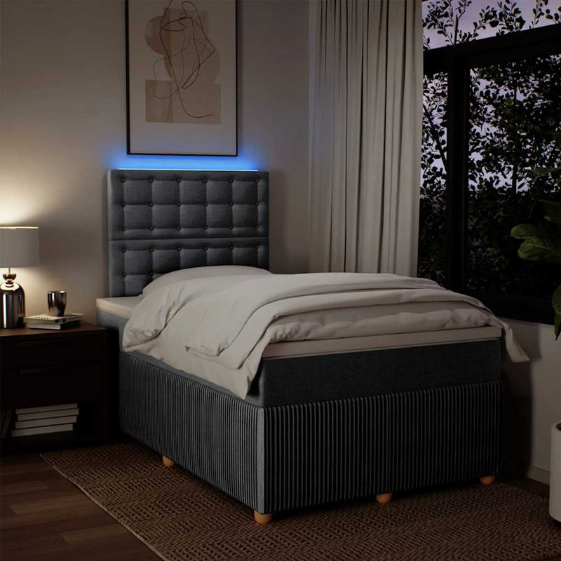 Pat box spring cu saltea, gri deschis, 120x190 cm, textil