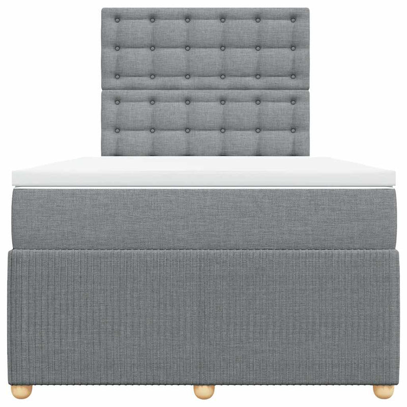 Pat box spring cu saltea, gri deschis, 120x190 cm, textil