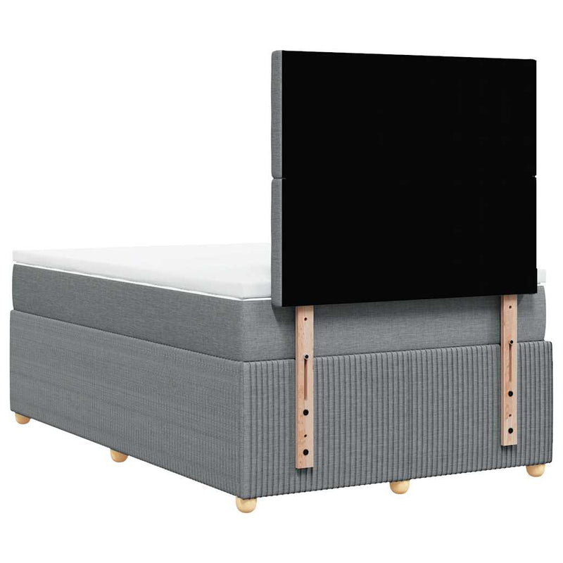 Pat box spring cu saltea, gri deschis, 120x190 cm, textil