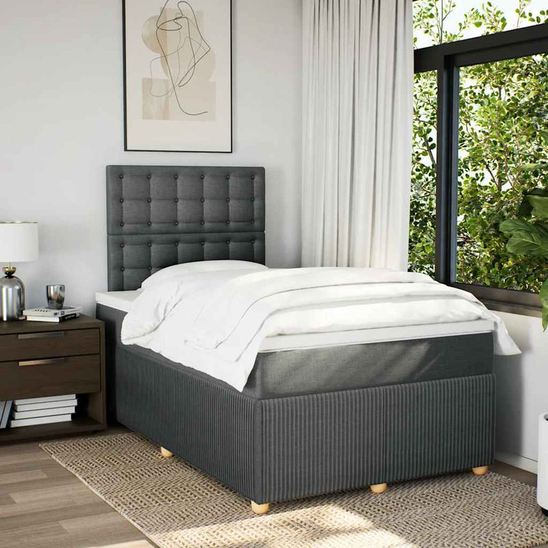 Pat box spring cu saltea, gri închis, 120x190 cm, textil