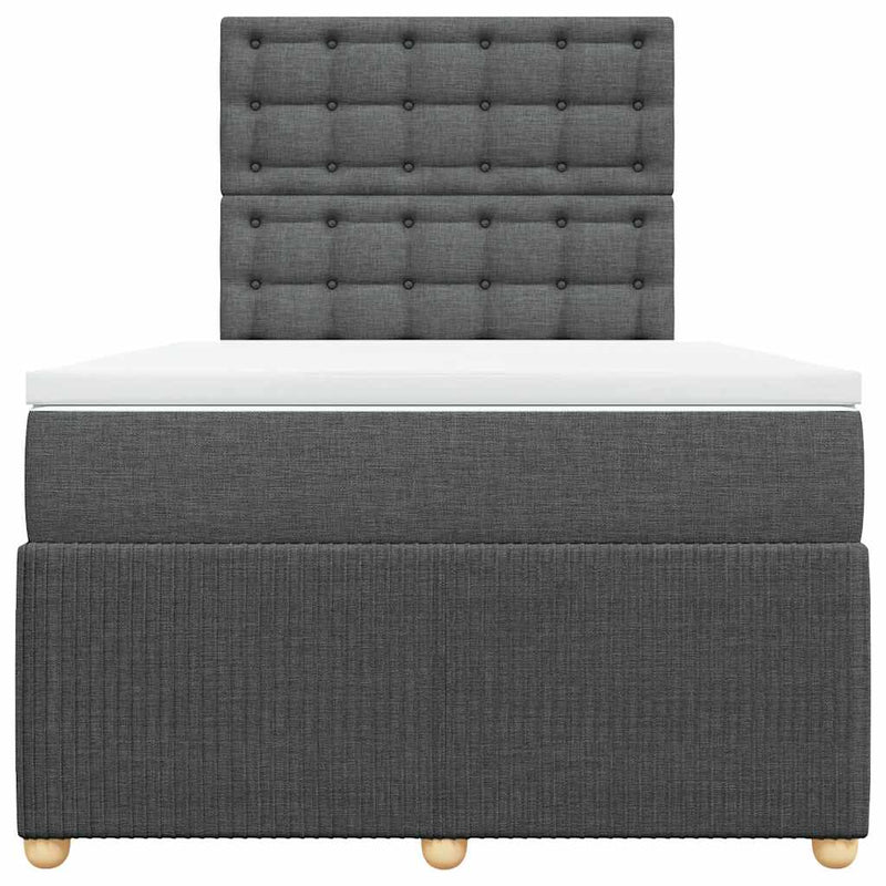 Pat box spring cu saltea, gri închis, 120x190 cm, textil