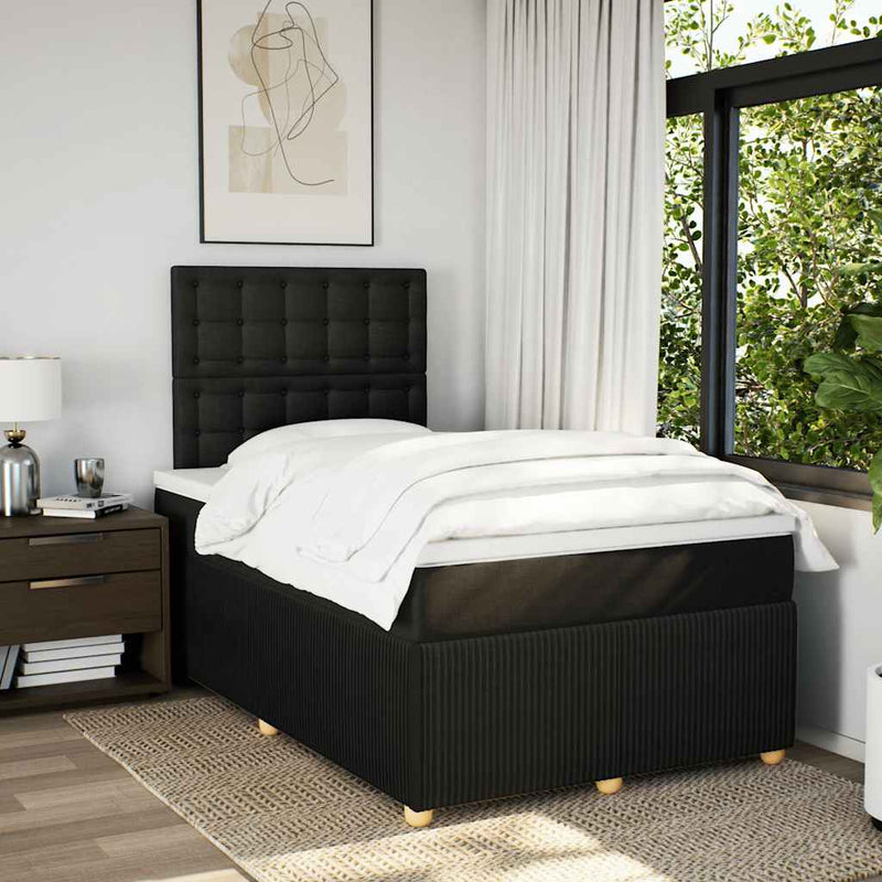 Pat box spring cu saltea, negru, 120x190 cm, catifea