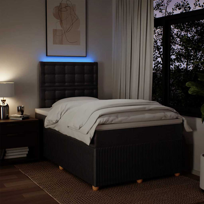 Pat box spring cu saltea, maro închis, 120x190 cm, textil
