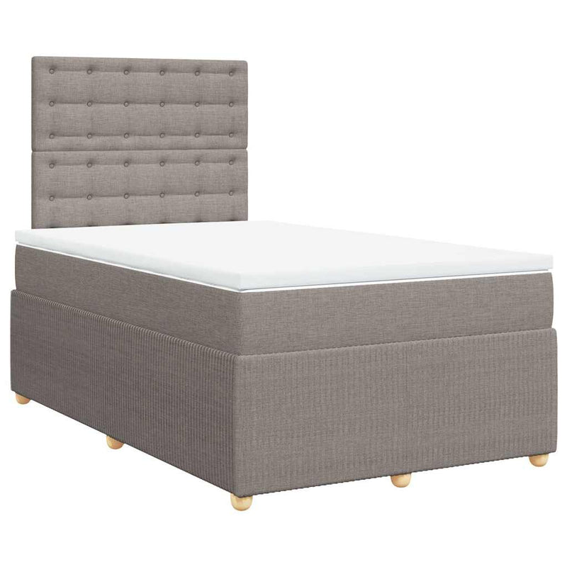 Pat box spring cu saltea, taupe, 120x190 cm material textil