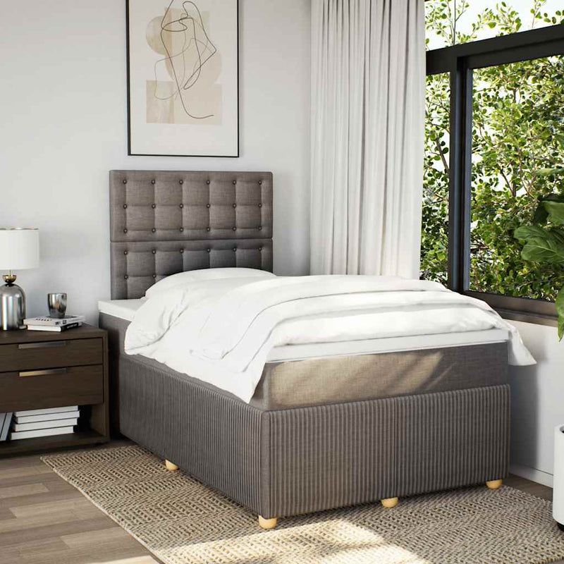 Pat box spring cu saltea, taupe, 120x190 cm material textil
