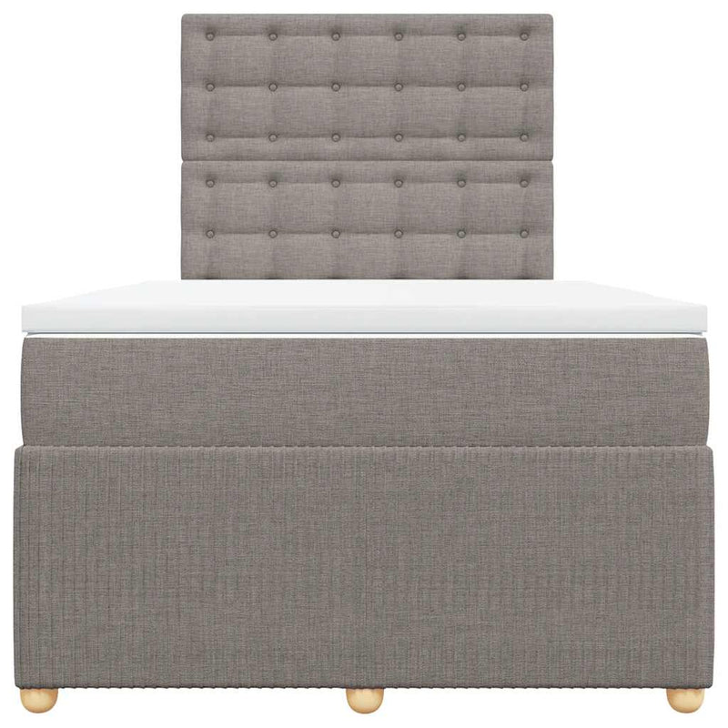 Pat box spring cu saltea, taupe, 120x190 cm material textil