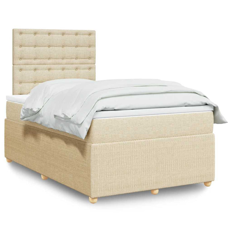 Pat continental cu saltea, crem, 120x190 cm, textil