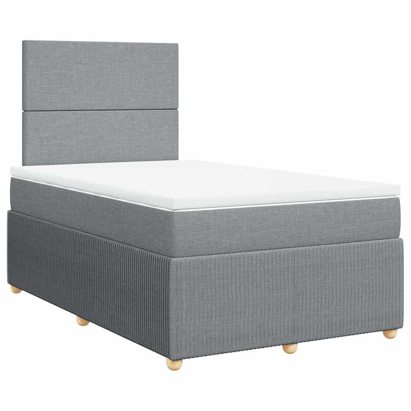 Pat continental cu saltea, gri deschis, 120x200 cm, textil