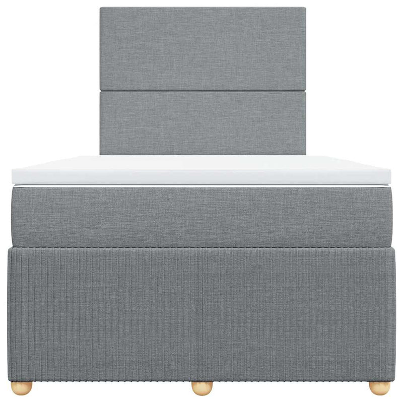 Pat continental cu saltea, gri deschis, 120x200 cm, textil