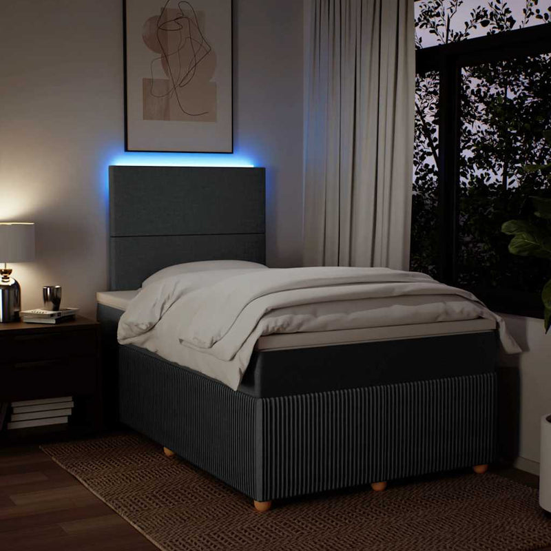 Pat box spring cu saltea, gri închis, 120x200 cm, textil