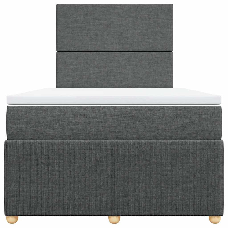 Pat box spring cu saltea, gri închis, 120x200 cm, textil