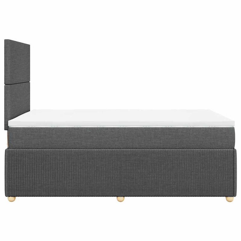 Pat box spring cu saltea, gri închis, 120x200 cm, textil