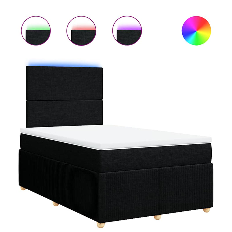 Pat box spring cu saltea, negru, 120x200 cm, textil