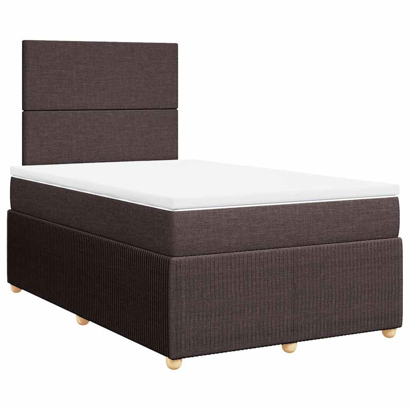 Pat box spring cu saltea, maro închis, 120x200 cm, textil