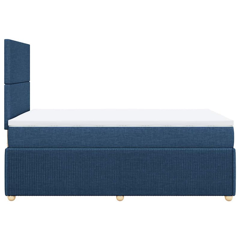 Pat box spring cu saltea, albastru, 120x200 cm, textil