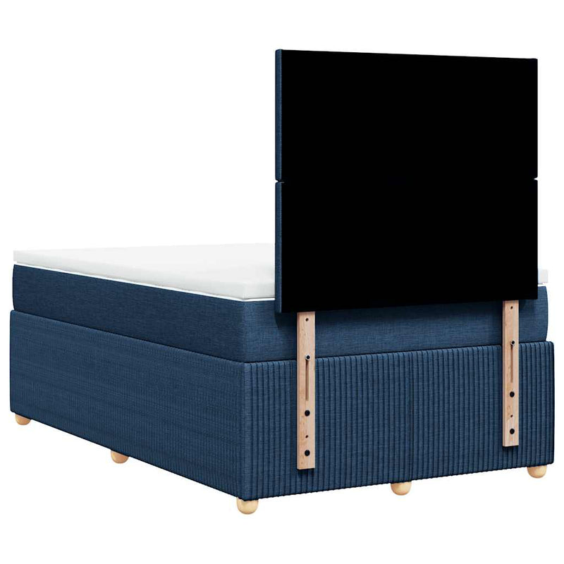 Pat box spring cu saltea, albastru, 120x200 cm, textil