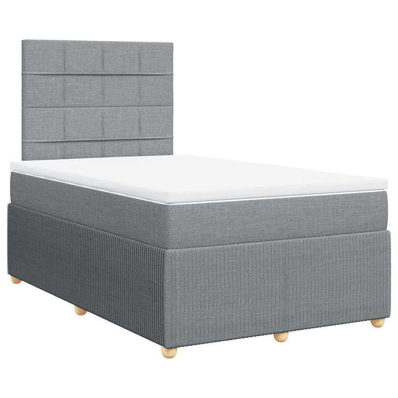 Pat continental cu saltea, gri deschis, 120x200 cm, textil