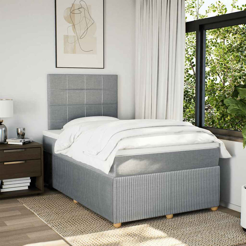 Pat continental cu saltea, gri deschis, 120x200 cm, textil