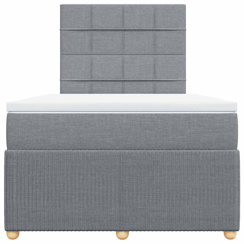 Pat continental cu saltea, gri deschis, 120x200 cm, textil