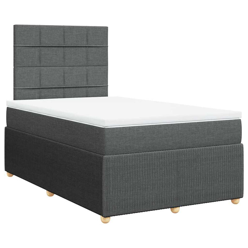 Pat box spring cu saltea, gri închis, 120x200 cm, textil