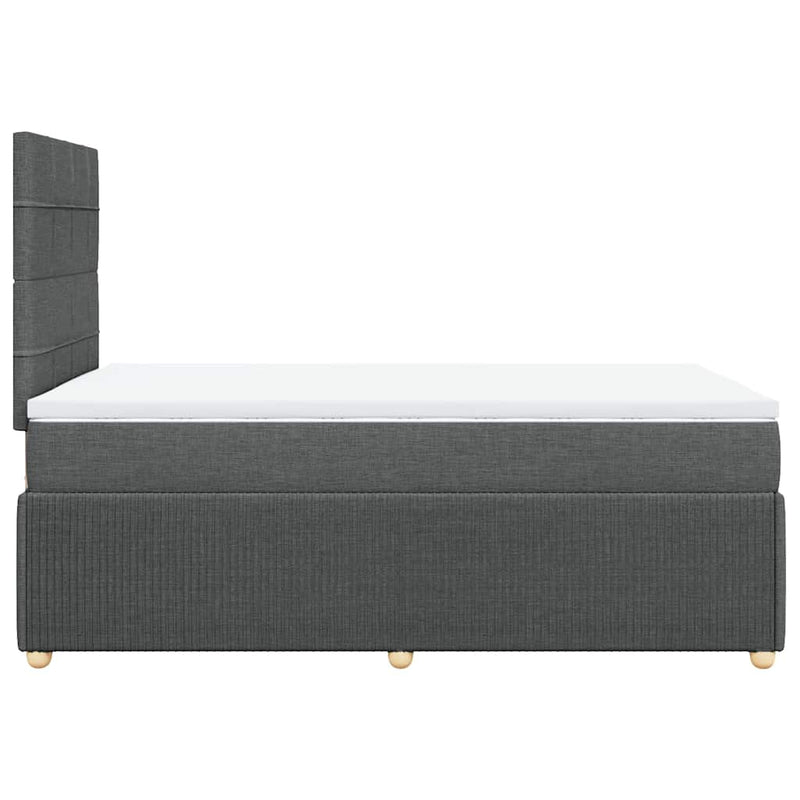 Pat box spring cu saltea, gri închis, 120x200 cm, textil