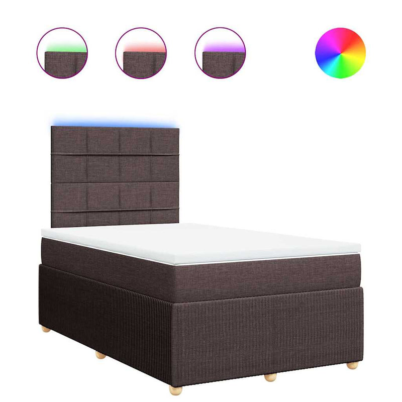 Pat box spring cu saltea, maro închis, 120x200 cm, textil