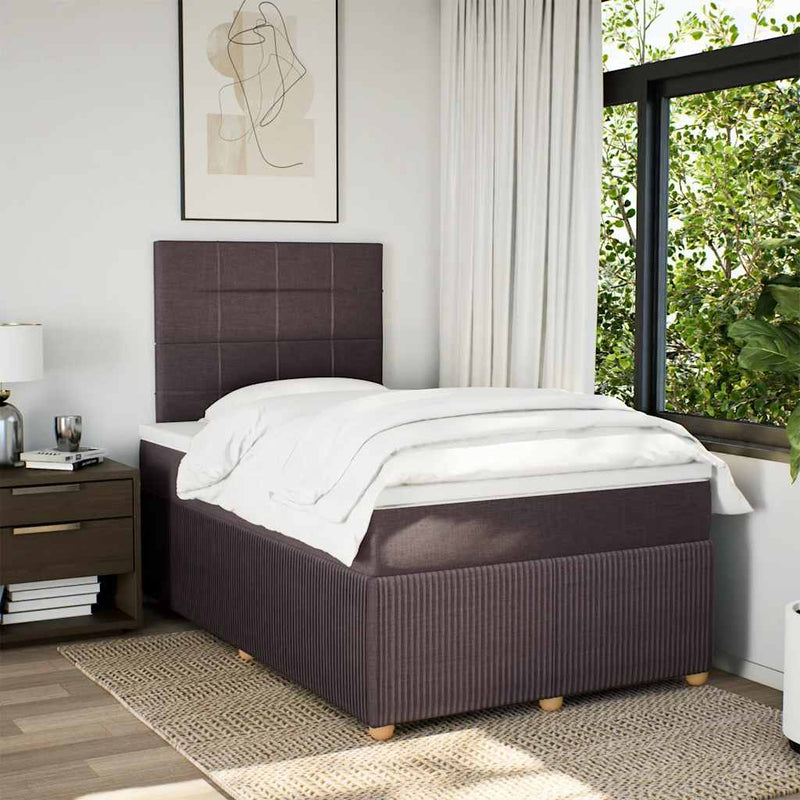 Pat box spring cu saltea, maro închis, 120x200 cm, textil