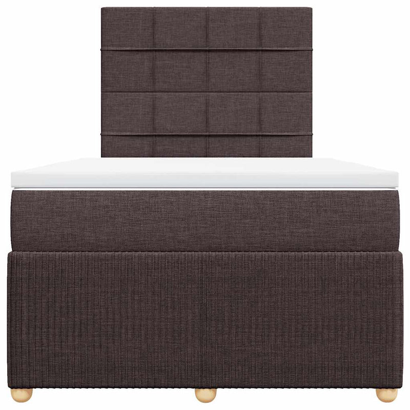 Pat box spring cu saltea, maro închis, 120x200 cm, textil