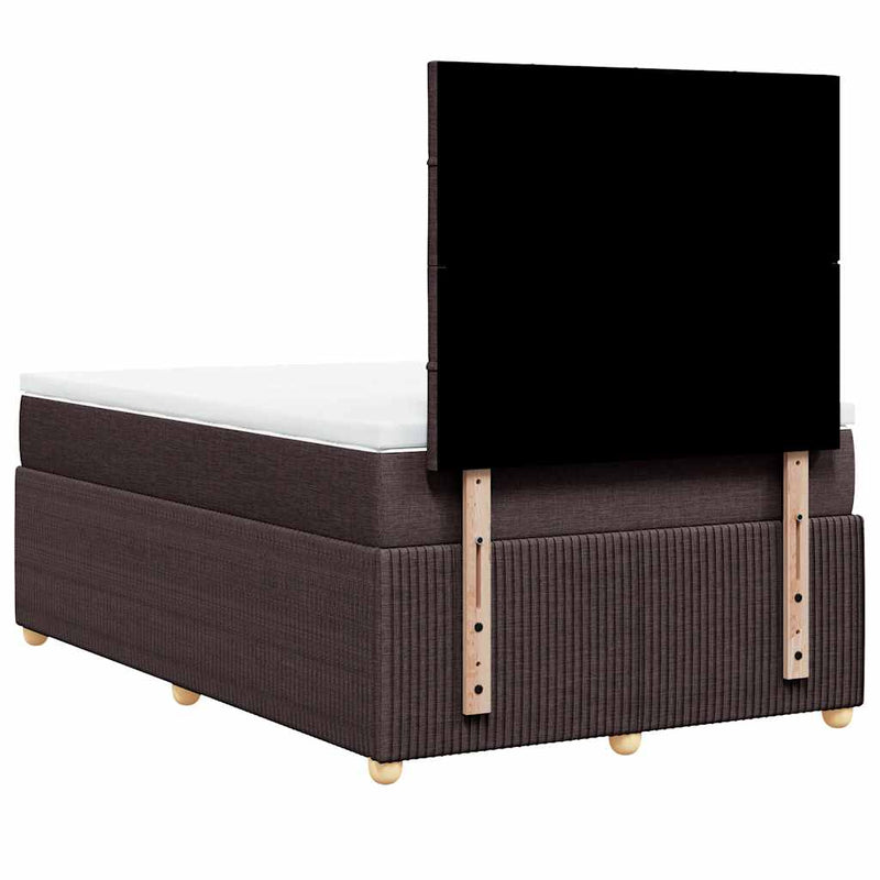 Pat box spring cu saltea, maro închis, 120x200 cm, textil