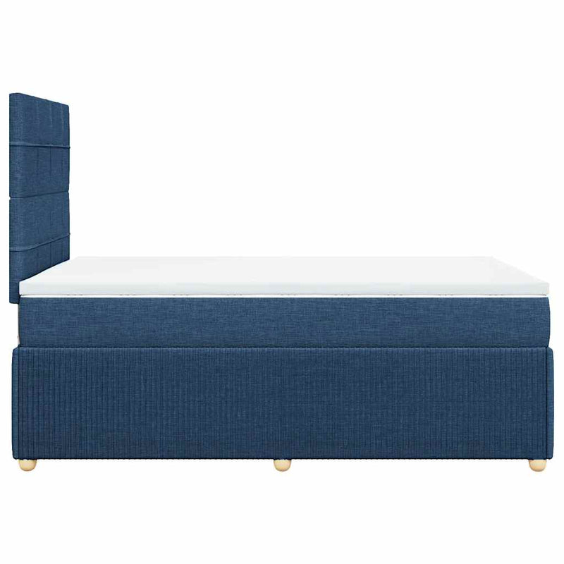 Pat box spring cu saltea, albastru, 120x200 cm, textil