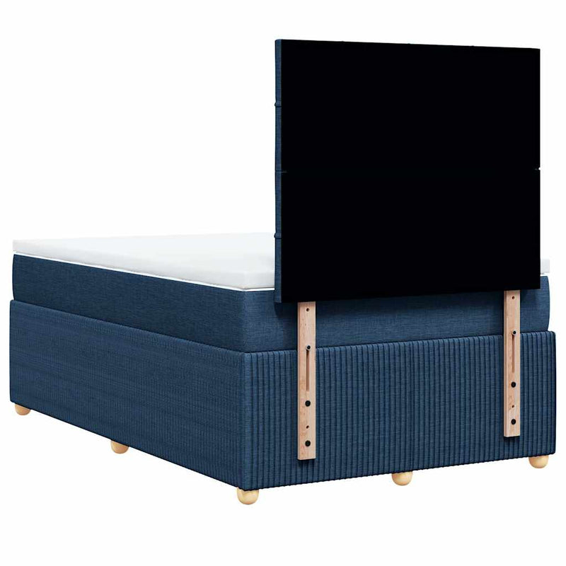 Pat box spring cu saltea, albastru, 120x200 cm, textil