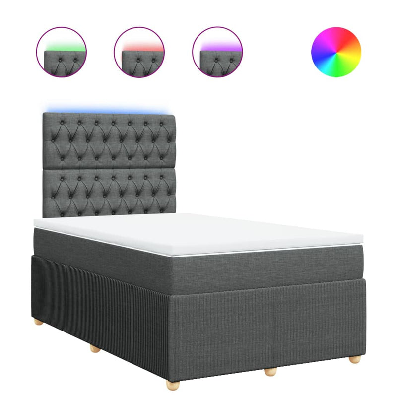 Pat box spring cu saltea, gri închis, 120x200 cm, textil