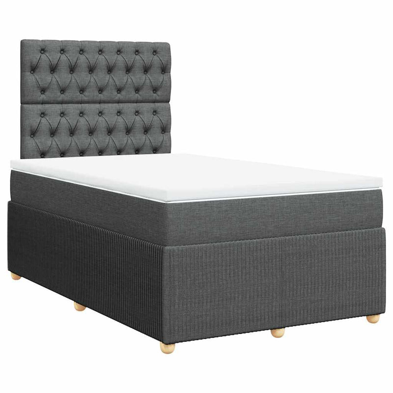 Pat box spring cu saltea, gri închis, 120x200 cm, textil