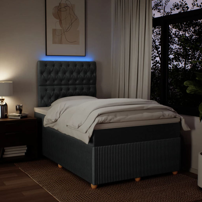 Pat box spring cu saltea, gri închis, 120x200 cm, textil