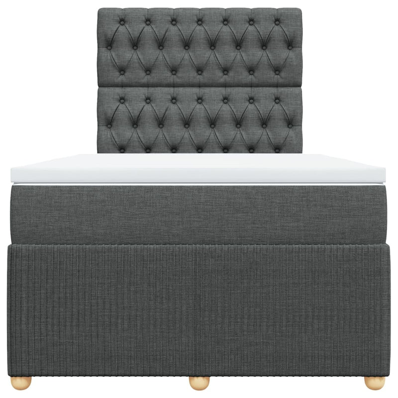 Pat box spring cu saltea, gri închis, 120x200 cm, textil