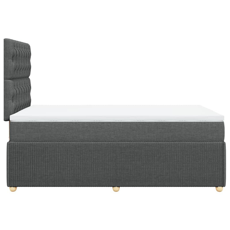 Pat box spring cu saltea, gri închis, 120x200 cm, textil