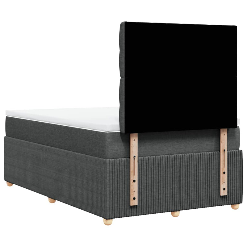 Pat box spring cu saltea, gri închis, 120x200 cm, textil