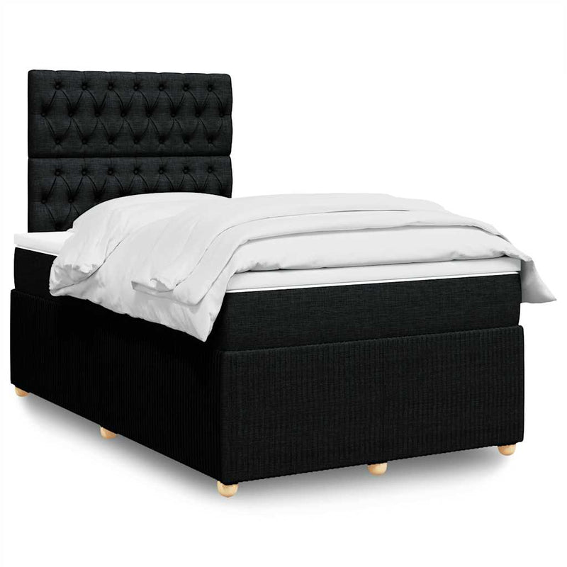 Pat box spring cu saltea, negru, 120x200 cm, textil