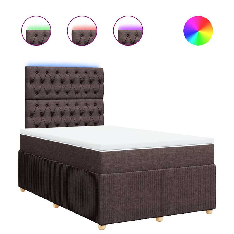 Pat box spring cu saltea, maro închis, 120x200 cm, textil