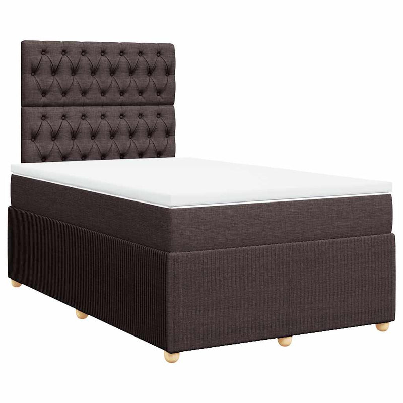 Pat box spring cu saltea, maro închis, 120x200 cm, textil